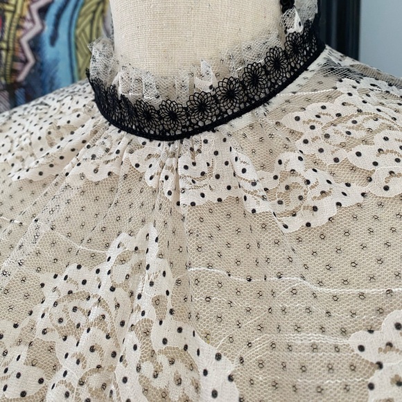 ⚫️ NWT Shoshanna Stacia Lace Tiered Polka Dot Anthropologie Dress Size 4 - Picture 15 of 16